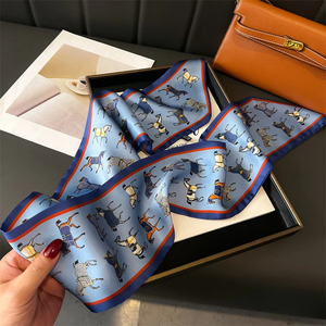 Horse Design Women Scarf <b>Silk</b> Scarf Handbag Handle <b>Wrap</b> Bag Ribbon Scarf Women Girls <b>Head</b> Hair Wrist Ribbon Scarf - Product Image 4