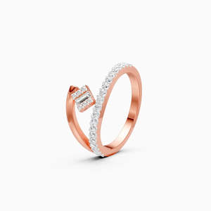 Anillo apilable con racimo de diamantes gemelos de 0.29 Ct cultivados en laboratorio, regalo para ella en oro amarillo, blanco y rosa de 9K - Product Image 1
