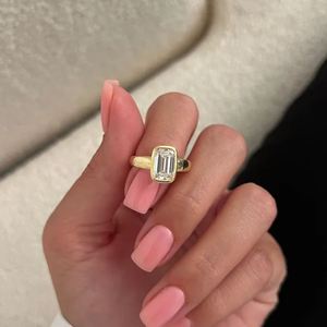 3.0 CT <b>Emerald</b> Cut Lab Grown Diamond Bezel Engagement <b>Ring</b> Modern Solitaire Bridal <b>Ring</b> 14K Gold IGI Certified Elegant Proposal - Product Image 1