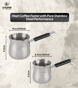 Ensemble chauffe-café en acier inoxydable 18/10 de qualité supérieure avec poignées résistantes à la chaleur recouvertes de silicone - Product Image 2