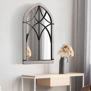 Specchio da Parete Rustico Moderno in Stile Nordico con Cornice Effetto Legno 36,5 X 23,5 Pollici, Forma ad Arco per Soggiorno e Camera da Letto - Product Image 2