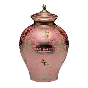 Urnas funerarias medianas florales grabadas Cremación de metal Fabricante de urnas Venta al por mayor Recuerdo de cenizas humanas Cremación - Product Image 4