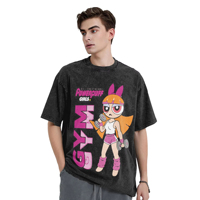 T-shirt à manches courtes Power Puffs Girls pour hommes et femmes, style streetwear vintage, tricoté, écologique, respirant, vêtements décontractés