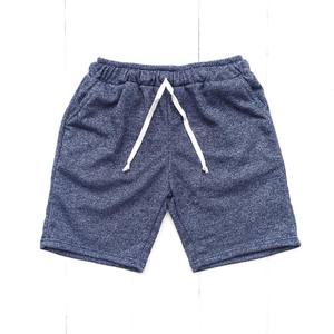 Shorts Bermuda en tricot bleu pour homme, taille élastique, logo sur le devant, couleur unie, respirant, imperméable, en polyester - Product Image 1