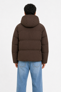Men Hooded Puffer Jacket <b>Winter</b> Warm Quilted Jacket Lightweight Insulated Jacket Full Zip Hoodie Jacket Casual <b>Winter</b> Men Solid - Product Image 2