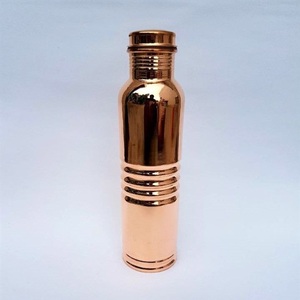 Export-Grade Artisan Copper Bottle Unique Banded Pattern Yoga-Ready Pure Copper <b>Water</b> <b>Container</b> - Product Image 2