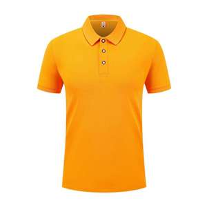 Men's Short Sleeve Cotton Pique <b>Polo</b> Shirt Solid <b>Orange</b> Casual Breathable Knitted Regular Fit Button Design - Product Image 1
