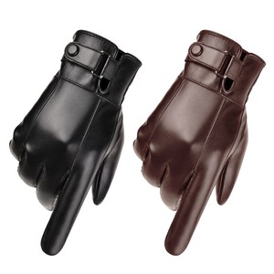 Fashion Winter Warm Waterproof <b>Men</b> Faux Leather Driving <b>Touch</b> <b>Screen</b> Black <b>Gloves</b> PU Leather <b>Gloves</b> - Product Image 1