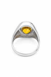 <b>Citrine</b> Gemstone <b>Ring</b> in 925 Sterling Silver Rhodium Plated Oval Shape Luxury Style KLSR12419 - Product Image 3