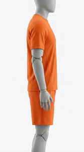 Men's Orange Moisture Wicking Soccer Jersey Crew Neck Short Sleeve Solid Color Polyester Athletic Fit All Seasons - Product Image 3