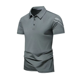 Polo décontracté à manches courtes, T-shirt fin d'été, Polo d'affaires haut de gamme en soie glacée pour hommes américains 2026 - Product Image 5