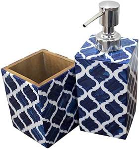 High Quality Moroccan Pattern Bone Inlay Bathroom Set Dispenser Soap Dish <b>Match</b> Holder Brush Holder Tissue <b>Box</b> & Bin - Product Image 3