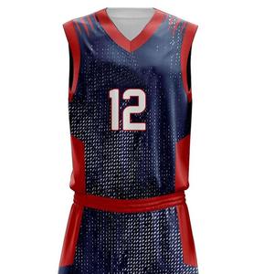 Ensemble d'uniformes de basketball personnalisés sublimés, maillot sans manches à col en V et short avec numéro 12, anti-transpiration pour adultes - Product Image 4