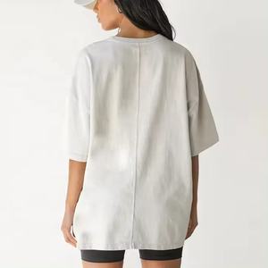 Camiseta Lisa personalizada servicio OEM para mujer logotipo personalizado 100 _ algodón blanco y negro camiseta en blanco suave de gran tamaño para hombres y mujeres - Product Image 2