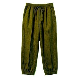 Pantalones de mezcla de lino para hombre, corte relajado, cintura elástica, suaves y transpirables, pantalones para estar en casa - Product Image 4