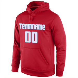 <b>Red</b> Solid Winter Custom Name and Number Hooded Pullover Fleece Waterproof Polyester/Cotton <b>Men</b> Team Sports <b>Sweatshirt</b> - Product Image 2