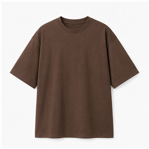 T-shirt à manches courtes surdimensionné pour homme en coton biologique marron chocolat personnalisé MTS-OVR-0027 - Product Image 1