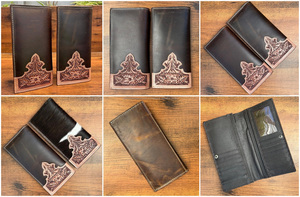 กระเป๋าสตางค์หนังวัวแบบยาวเป็นเครื่องมือทำมือสุดหรูมีช่องใส่บัตรเครดิต RFID และดีไซน์หรู - Product Image 4