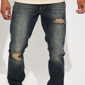 Pantalones vaqueros de mezclilla lavados a la piedra de moda para hombre, de gran gramaje, con efecto desgastado por el sol, estilo streetwear, holgados y rasgados, ¡los más vendidos! - Product Image 3