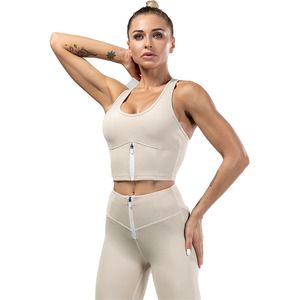 Women's Customized Fitness Logo Design Breathable Running Sports Padded <b>Bra</b> Medium Support <b>Racerback</b> 100% Nylon Yoga Vest Tank - Product Image 1