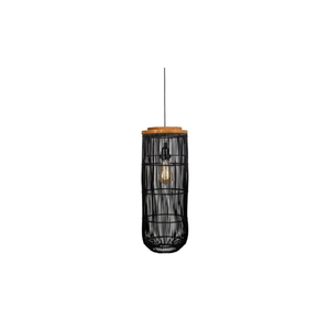 Lámpara Colgante Moderna Japandi de Ratán Negro, Lámpara de Mimbre Tejida a Mano, Lámpara Colgante de Bambú Ecológica para Comedor - Product Image 3