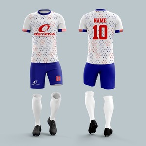 ชุดเสื้อฟุตบอลอุนิเซ็กซ์ Ostriya สีดำ แดง น้ำเงิน แบบซับลิเมชั่น แขนสั้น ระบายเหงื่อ ต้านเชื้อแบคทีเรีย สีที่กำหนดเองได้สำหรับทีม - Product Image 2
