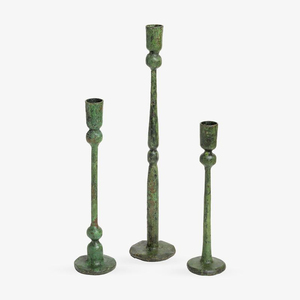 Juego de 3 Portavelas de Hierro Color Verde, Portavelas Cónicos para Decoración del Hogar, Portavelas de Metal Duradero - Product Image 1