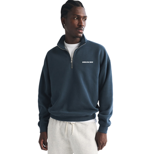 Sweat-shirt à col zippé pour homme, bleu marine, streetwear haut de gamme, fabricant de vêtements en marque privée OEM, fournisseur en gros - Product Image 5