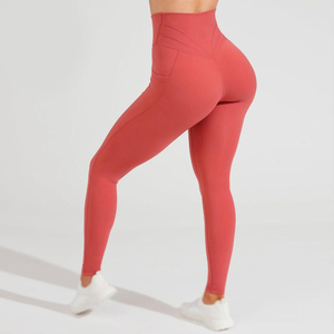 High Waist Full Length Yoga Leggings Seamless Stretch Spandex Nylon Solid Color Women's Fitness Pants - Product Image 2