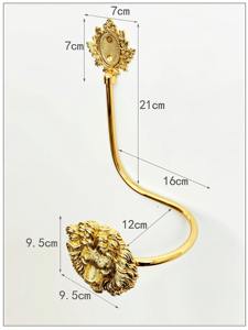 Gancho para cortina con diseño de cara de león, acabado en oro metálico, perfecto para la sala de estar y decoración de interiores con temática real, procedente de la India. - Product Image 5