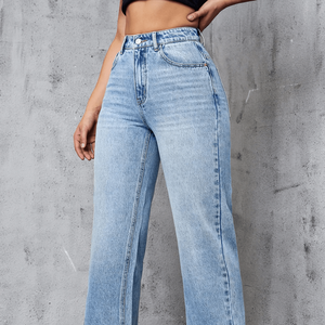 Pantalones Vaqueros de Mujer al por Mayor, Estilo Moderno, Pantalones de Mezclilla Holgados y Rectos, Alta Calidad, Precio Económico, OEM - Product Image 3