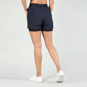 Shorts pour femmes de qualité supérieure, taille haute, double couche, couleur unique, longueur normale, pour la course en plein air - Product Image 2
