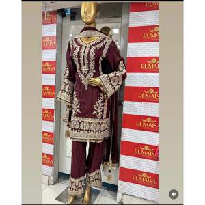 Designer XL Satin <b>Top</b>-Pent with Beautiful Dupatta Set - Product Image 4