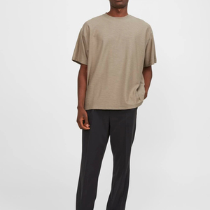 Wholesale Vintage Heavy Mock Neck Anti-Wrinkle <b>Box</b> Fit Men's T Shirt 260gsm <b>Drop</b> Shoulder Breathable Blank With Solid Pattern - Product Image 2