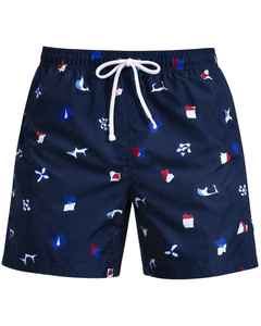Shorts de bain pour hommes, imprimés, style été, motif à pois imperméable, sublimation, 1 pièce, logo personnalisable sur le devant - Product Image 1