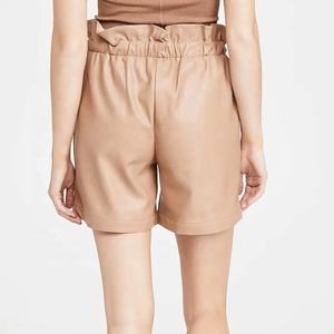 Short en cuir végétalien brillant imprimé blanc uni course pour femmes Short de sport tissé personnalisé 100% Shorts - Product Image 1