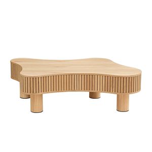 42.52-Inch Modern Wooden Handcraft Drum Design <b>Small</b> Sturdy Irregular Shaped Coffee <b>Table</b> for Living Room - Product Image 4