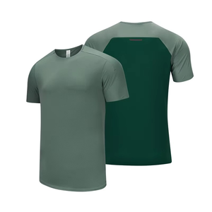 T-shirt à manches courtes pour homme, col rond, couleur unie, séchage rapide, tricoté en polyester, coupe classique, style décontracté - Product Image 2