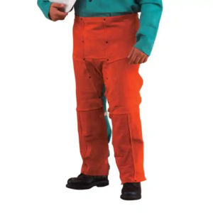 Pantalones de Soldadura Unisex de Cuero Amarillo y Azul, Pantalones de Seguridad de Trabajo de Cuero Vacuno Reforzado para Soldadores - Product Image 2