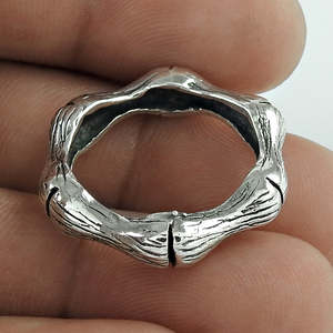 Minimalist Textured 925 Sterling <b>Silver</b> Trendy Curve-Shaped <b>Ring</b> <b>For</b> <b>Men</b> And Women Classic & Elegant Bone Design <b>Silver</b> <b>Ring</b> - Product Image 3