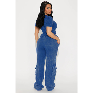 Custom Streetwear Sweatsuit Cut <b>Sew</b> Screen printed Cropped Hoodie and Sweatpants <b>Set</b> Tracksuits for Women - Product Image 2