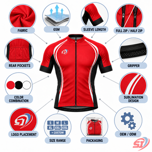 เสื้อจักรยานผู้ชายแบบเต็มตัว ซิปยาว ระบายอากาศ แห้งเร็ว ผลิตจากโพลีเอสเตอร์ สำหรับปั่นจักรยานบนถนน พร้อมโลโก้ด้านหน้า - Product Image 5