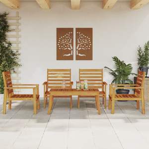 Conjunto de Muebles de Jardín de Madera de Acacia Sólida, Diseño Estándar Duradero y Natural - Product Image 1