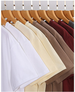 เสื้อยืดคอตตอนแท้เนื้อหนัก 280 กรัม ทรงหลวม ไหล่ตก สีพื้น ปักโลโก้ตามแบบ OEM พร้อมพิมพ์ลาย - Product Image 5