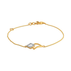 Interlocking <b>Square</b> Diamond Bracelet with Yellow Gold Open <b>Frame</b> and <b>White</b> Stone Center Accent - Product Image 1