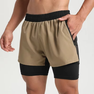 Oem Service Men Double Short Nylon 2 In 1 Double <b>Layer</b> Zipper Style Customized Colors And Design Soft Material Short For Men - Product Image 6