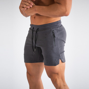 Shorts de sport décontractés pour hommes en polyester/coton bleu uni avec cordon de serrage, poche zippée, taille haute, tricotés, écologiques et à séchage rapide - Product Image 6