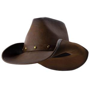 Chapeau de cowboy unisexe en cuir véritable fait main, chapeau de paille intemporel avec fonction imperméable pour les voyages et les activités de plein air - Product Image 1