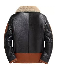 <b>Mens</b> B3 <b>Shearling</b> Black and Brown Leather <b>Jacket</b> - Product Image 2