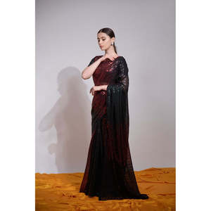 Collection de robes élégantes de saris brodés à séquences multicolores de créateur - Product Image 6